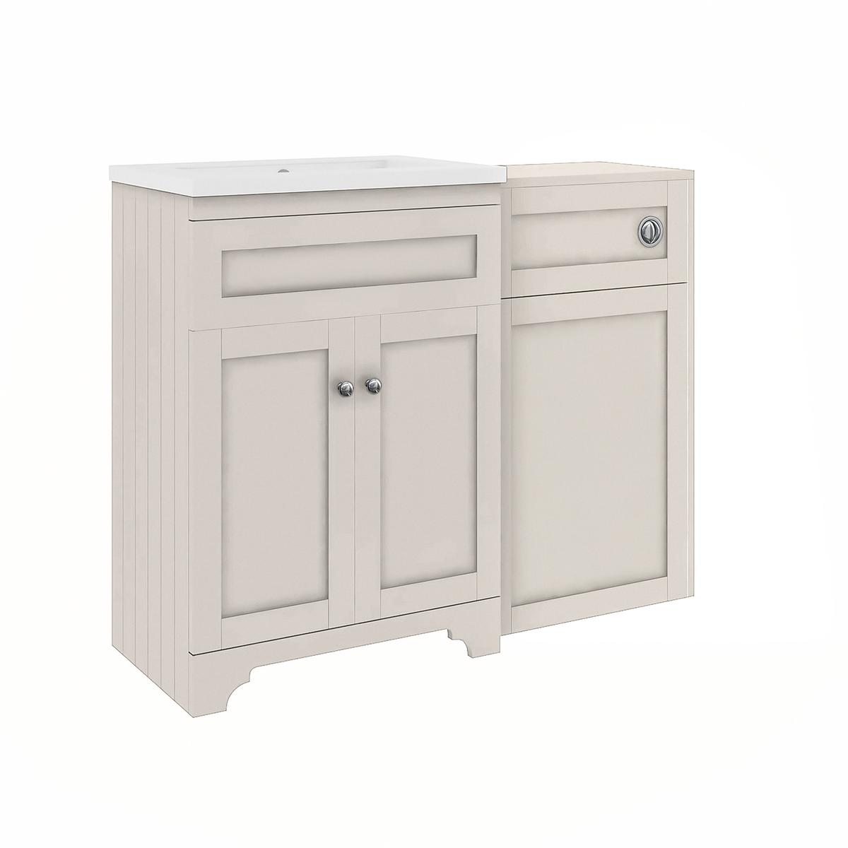 1100mm Beige Toilet and Sink Unit with Traditional Toilet – Baxenden