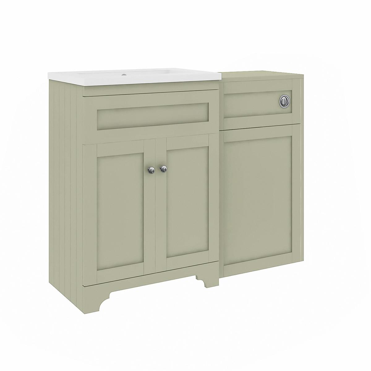 1100mm Green Toilet and Sink Unit with Traditional Toilet - Baxenden