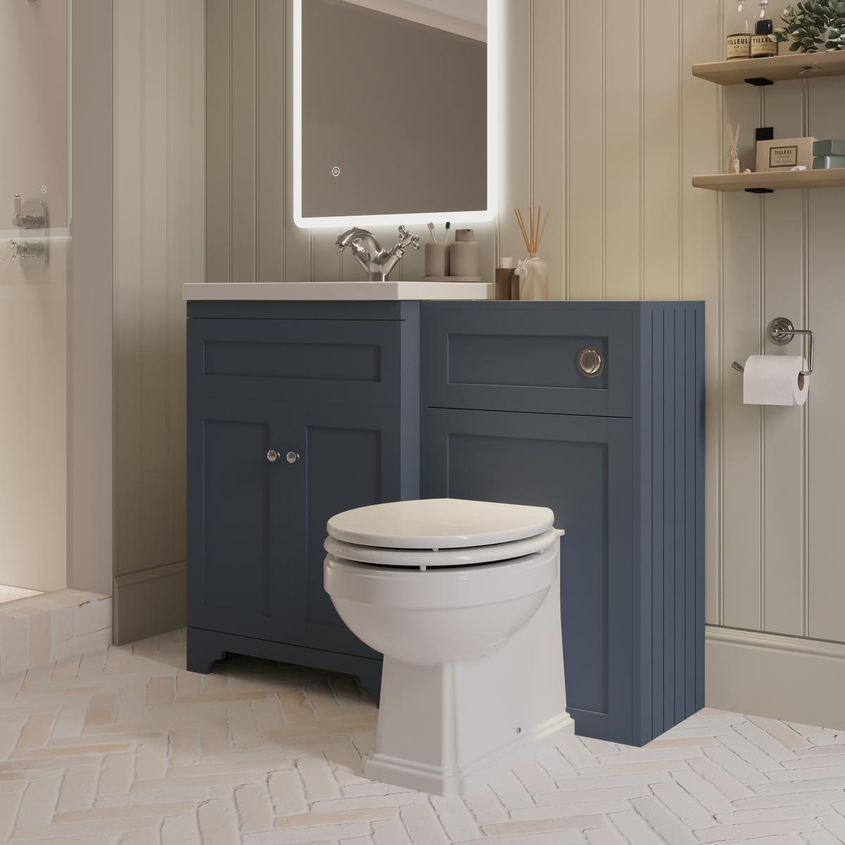 1100mm Blue Toilet and Sink Unit with Traditional Toilet - Baxenden