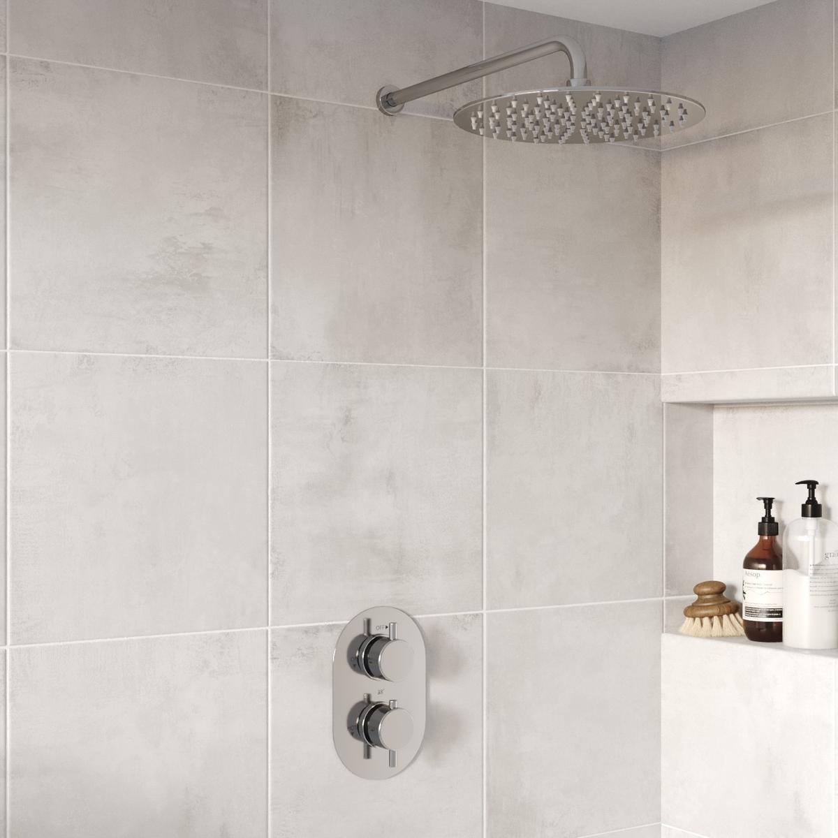 Chrome 1 Outlet Wall Mounted Thermostatic Mixer Shower Set - Arissa