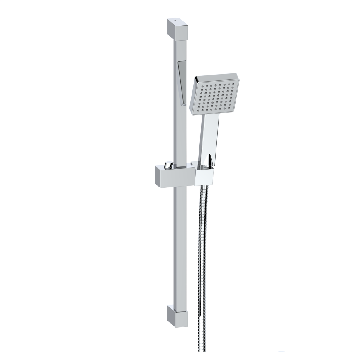 Chrome Square Shower Head & Shower Riser Rail - Zana