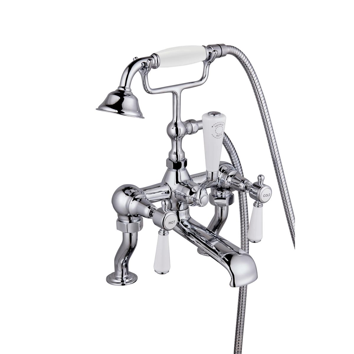 Chrome Freestanding Bath Shower Mixer Tap with Stand Pipes  - Helston