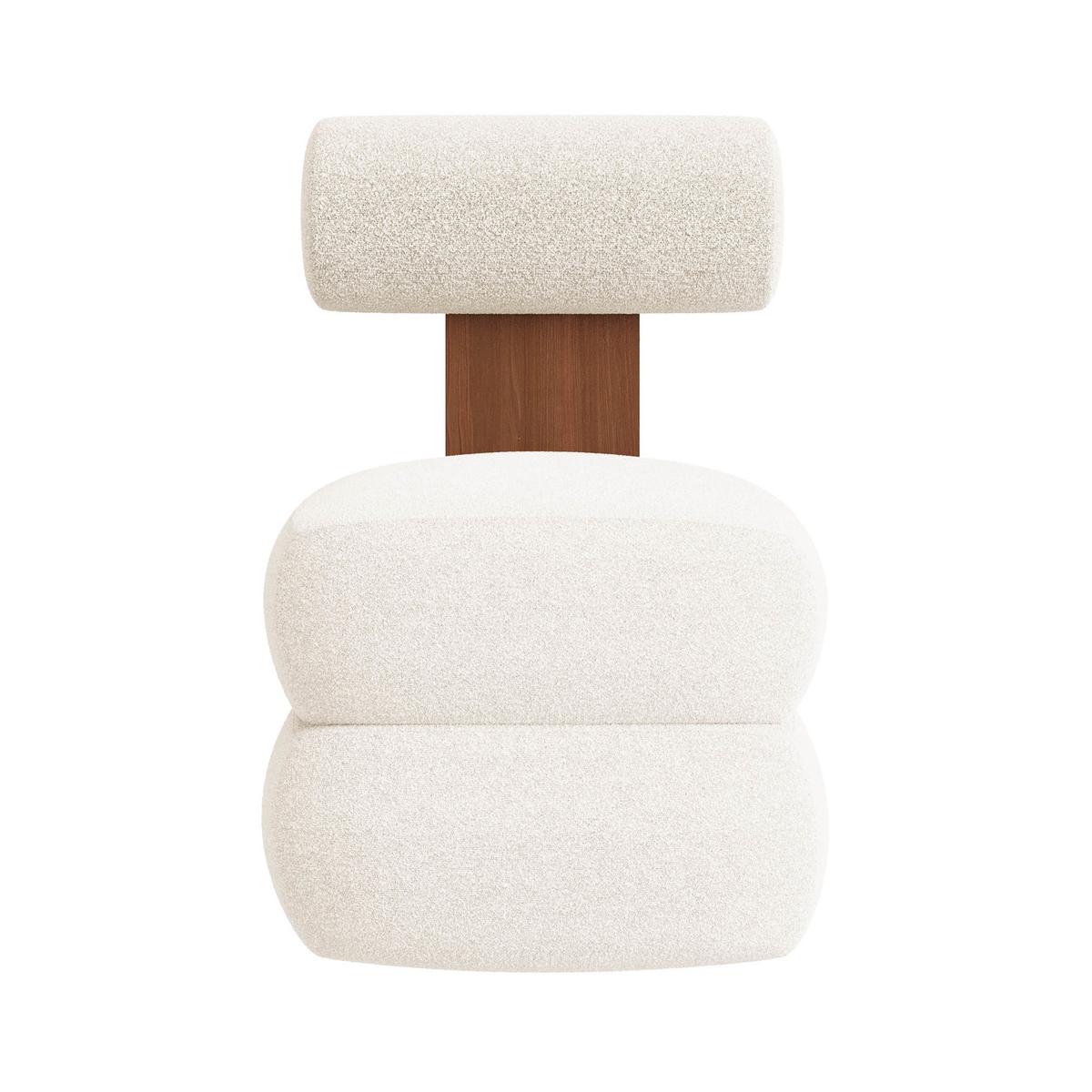 Cream Boucle Roll Back Accent Chair - Cleo