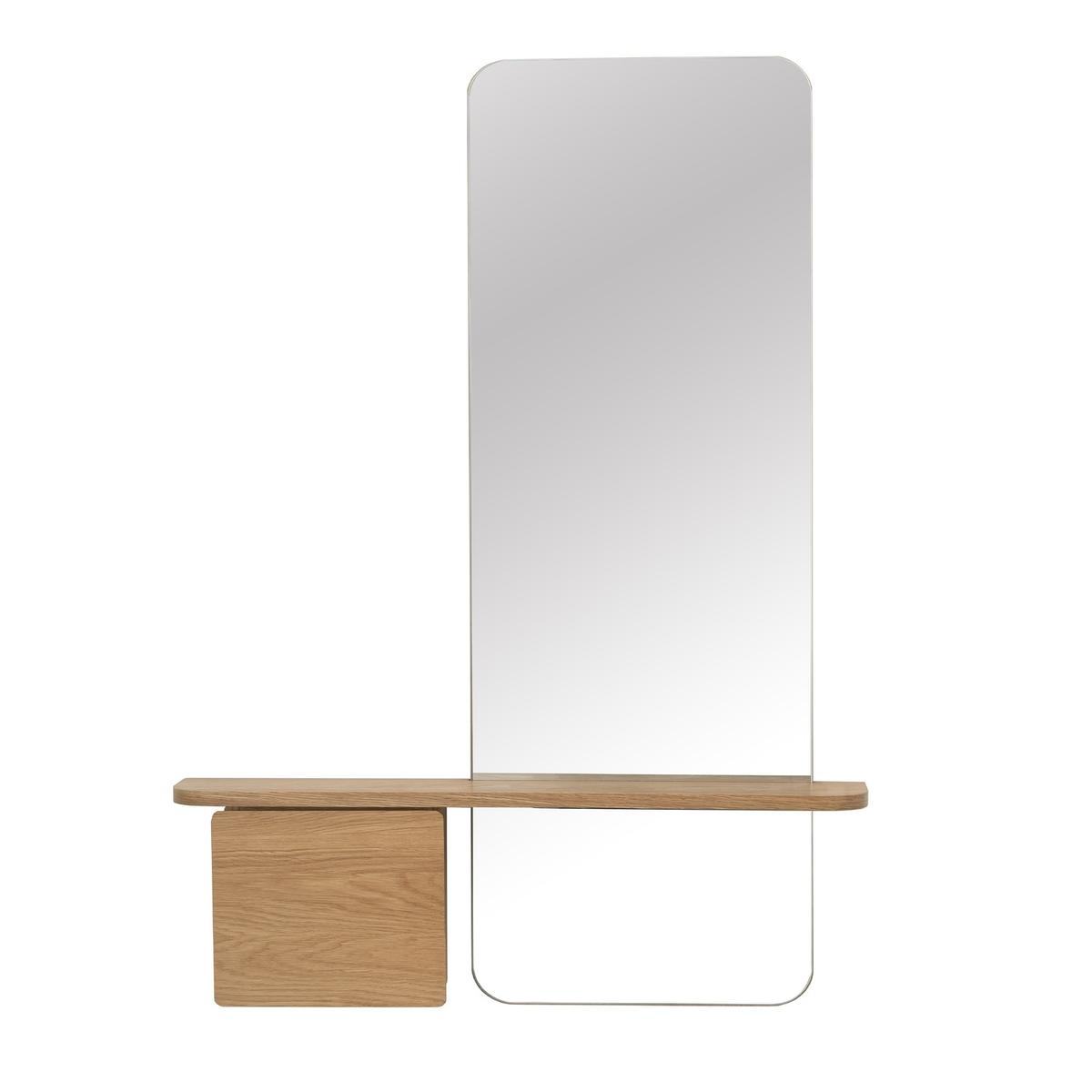 Oak Full Length Wall Mirror with Storage - Izzi