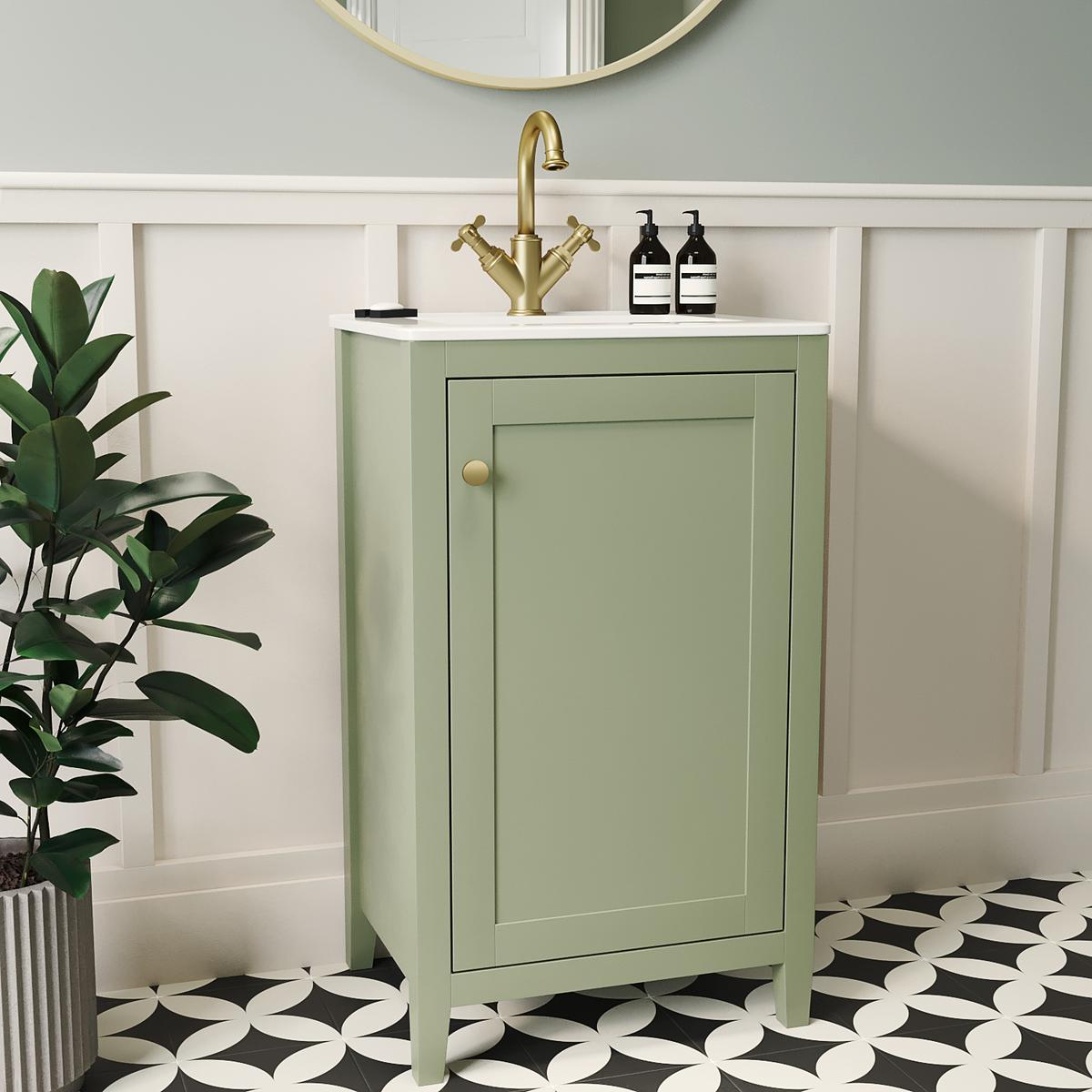 500mm Green Freestanding Vanity Unit with Basin - Kinsley