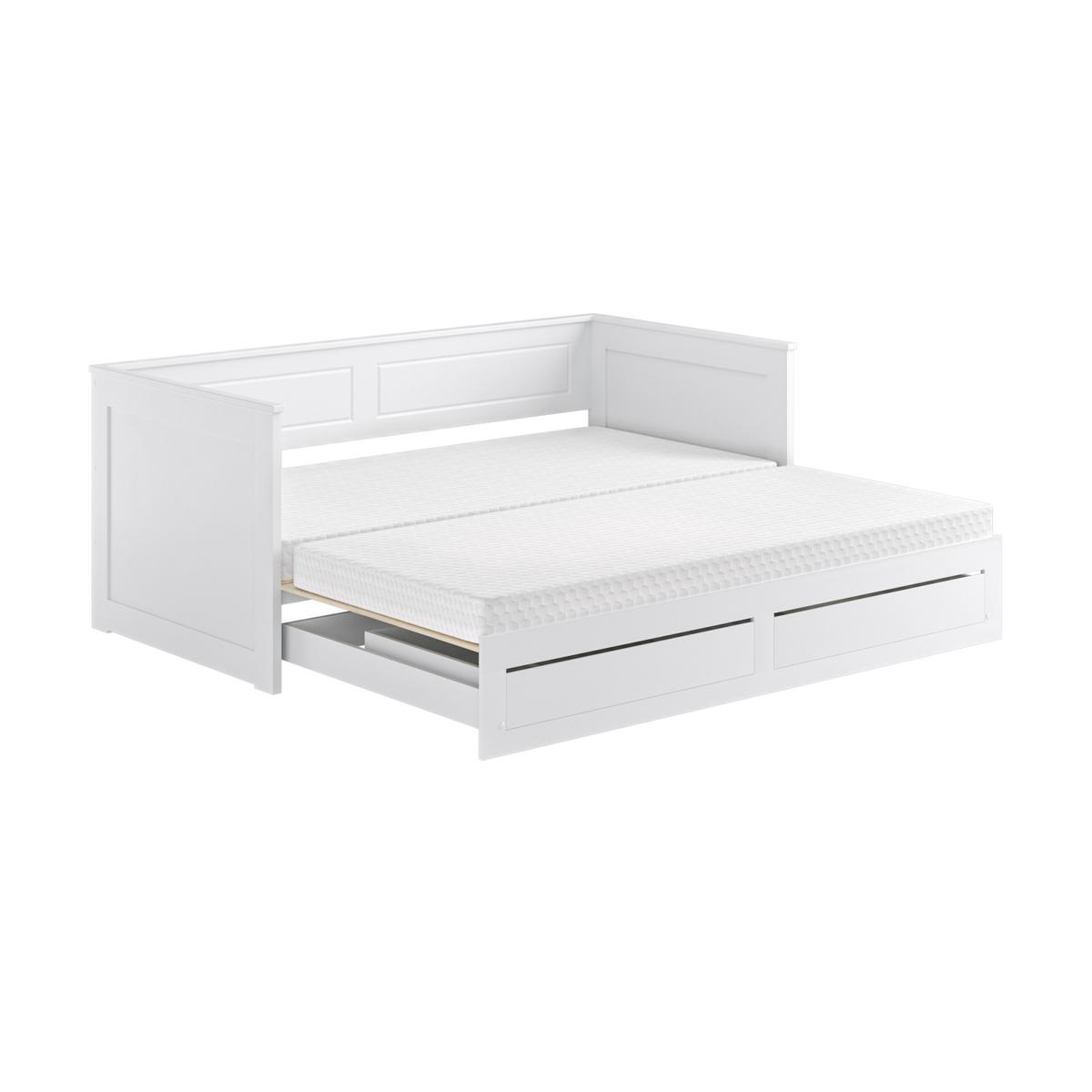 Double Wooden Day Bed with Trundle Storage and 2 Mattresses - Lincoln