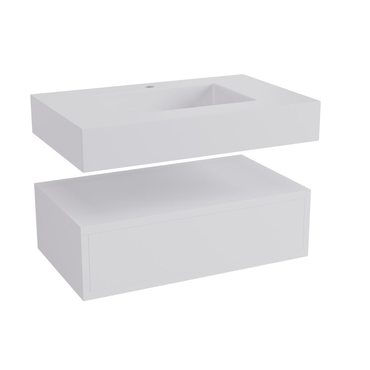 600mm White Wall Hung Vanity Unit with Basin - Oslo
