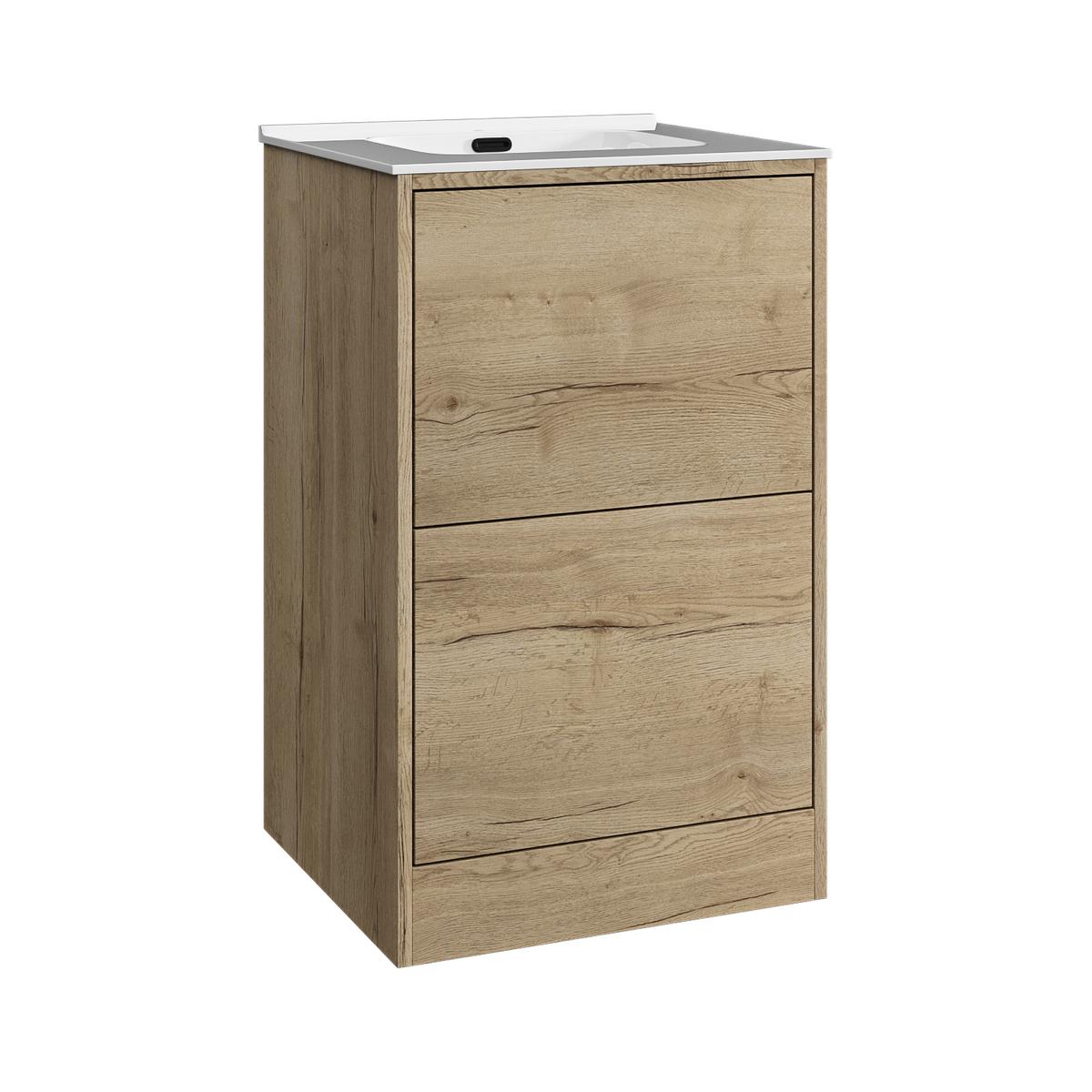 500mm Wood Effect Freestanding Vanity Unit with Basin - Palma