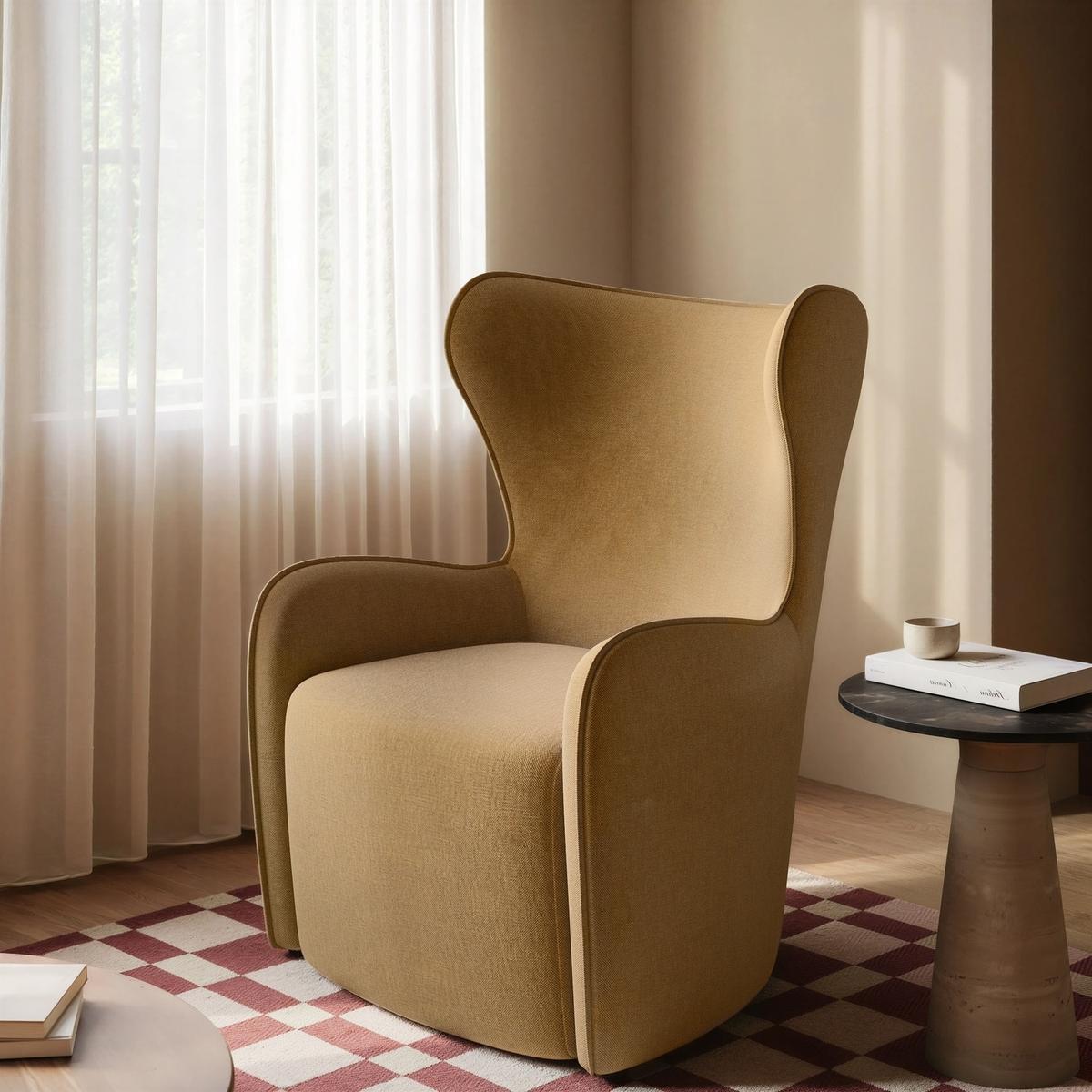 Yellow Chenille Highback Accent Chair - Paloma