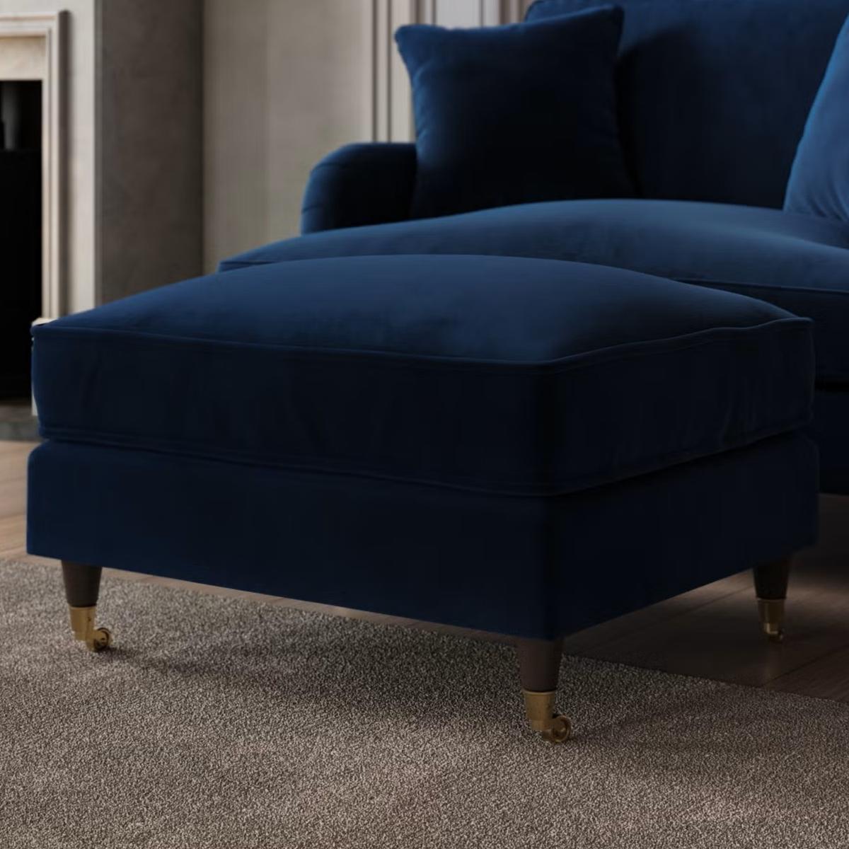 ONLY OPENED - Payton Dark Navy Velvet Footstool