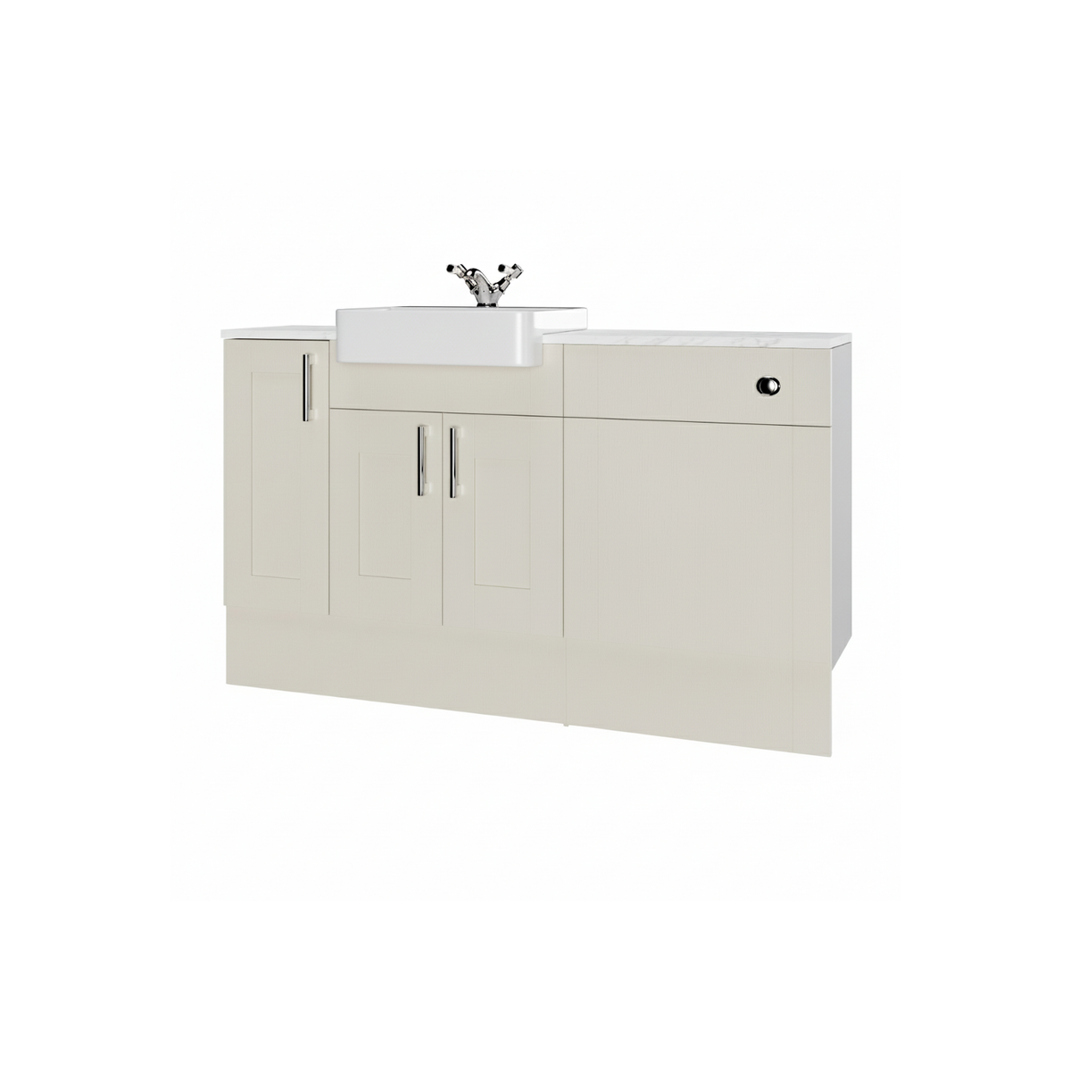 1500mm Beige Toilet and Sink Unit with Storage Unit & Chrome Fittings - Vancouver