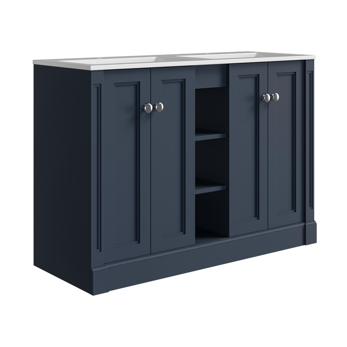 1200mm Blue Freestanding Double Vanity Unit with Basin - Windsor