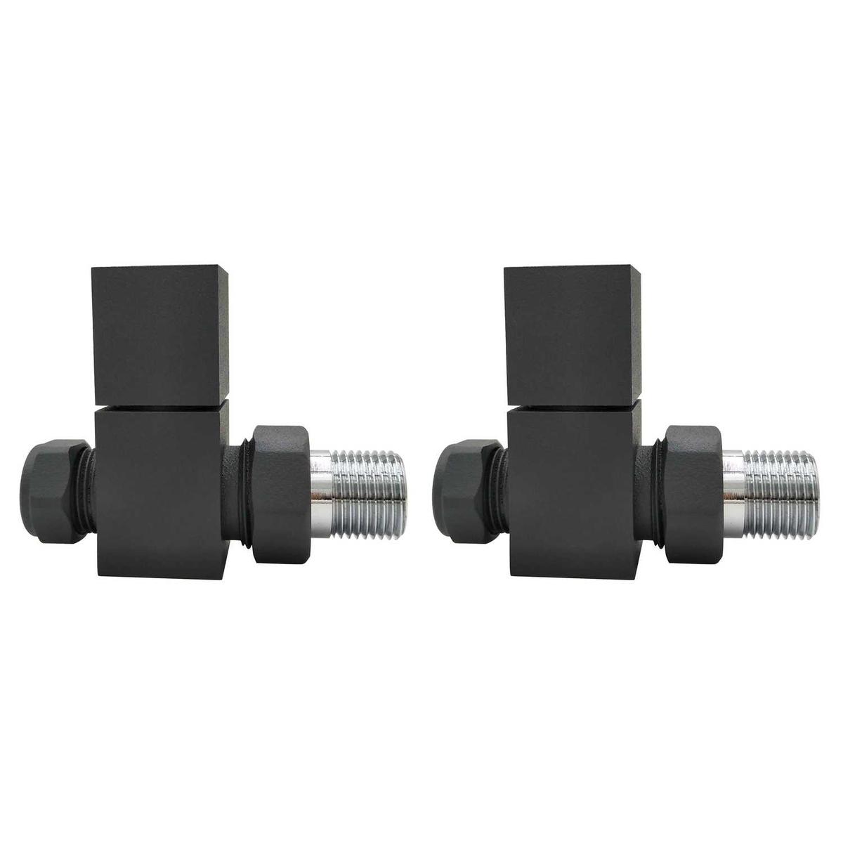 Anthracite Square Straight Radiator Valves