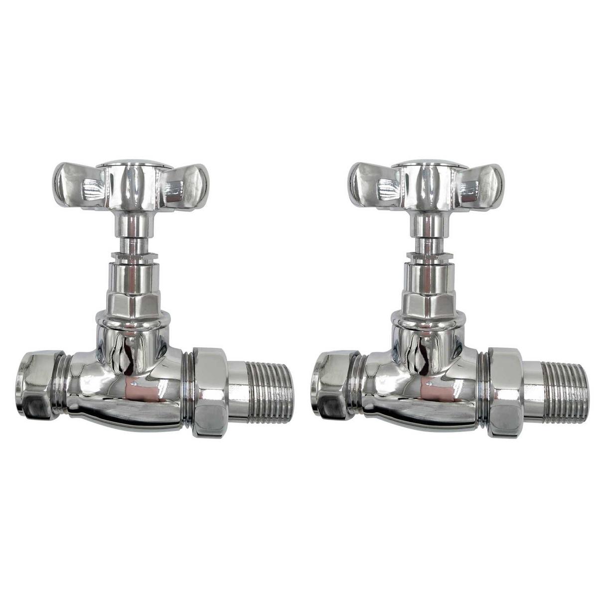 ONLY OPENED - Chrome Traditional Straight Radiator Valves