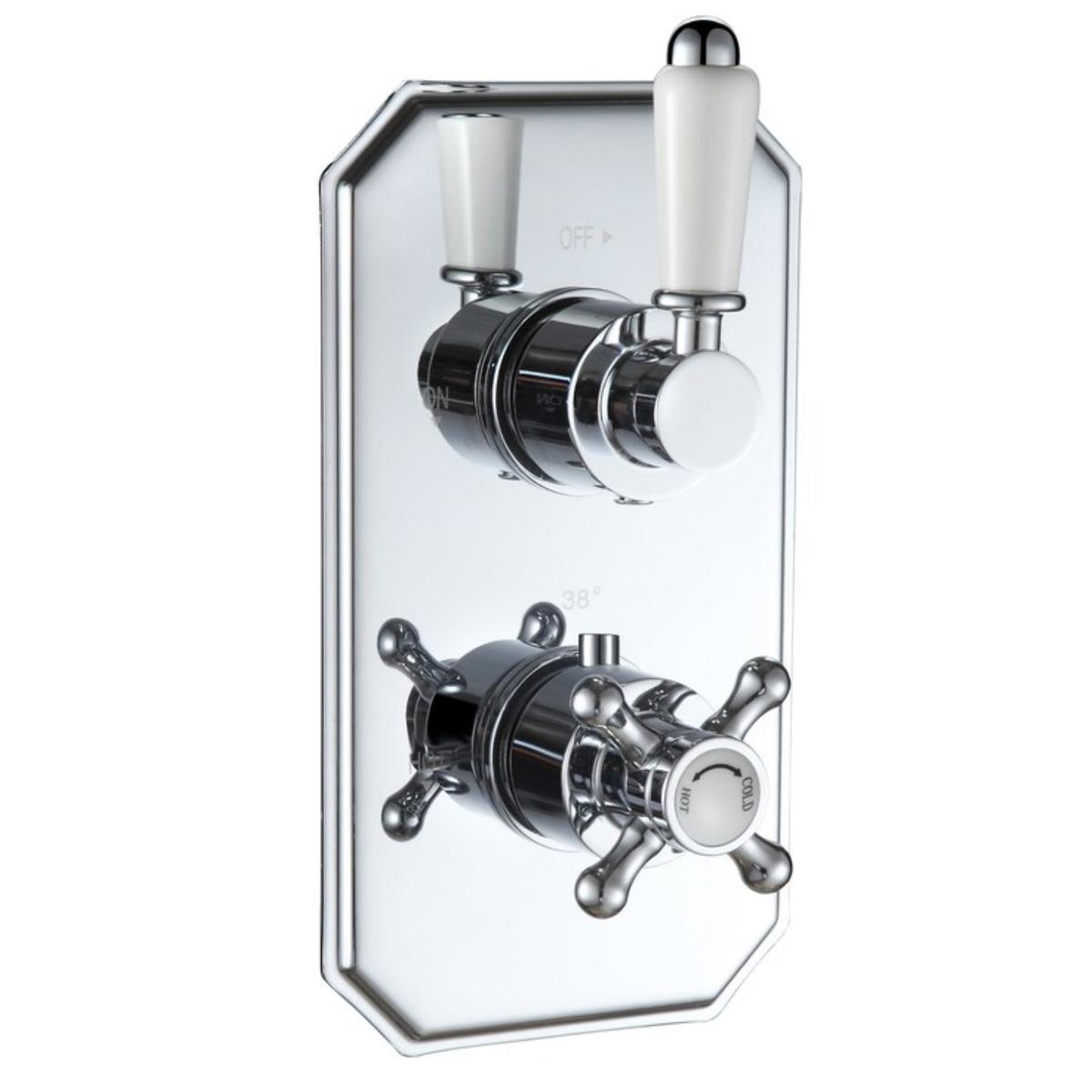 ALMOST PERFECT - Chrome Traditional 1 Outlet Concealed Thermostatic Concealed Shower Valve with Dual Control - Cambridge