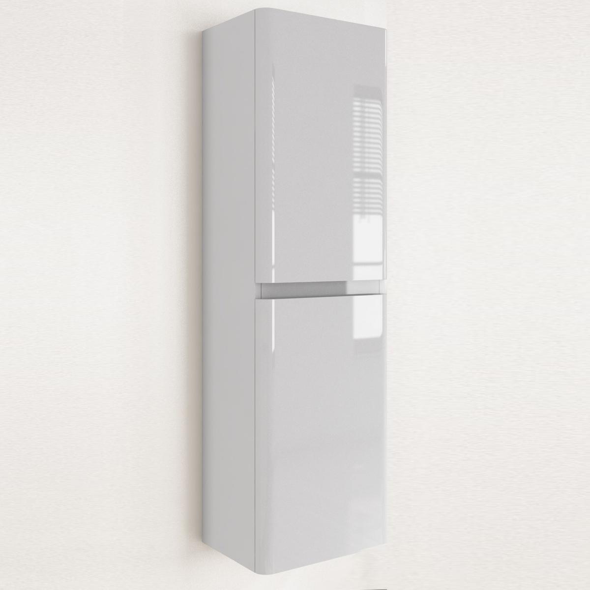 Double Door White Wall Hung Tall Bathroom Cabinet 400 x 1400mm - Pendle