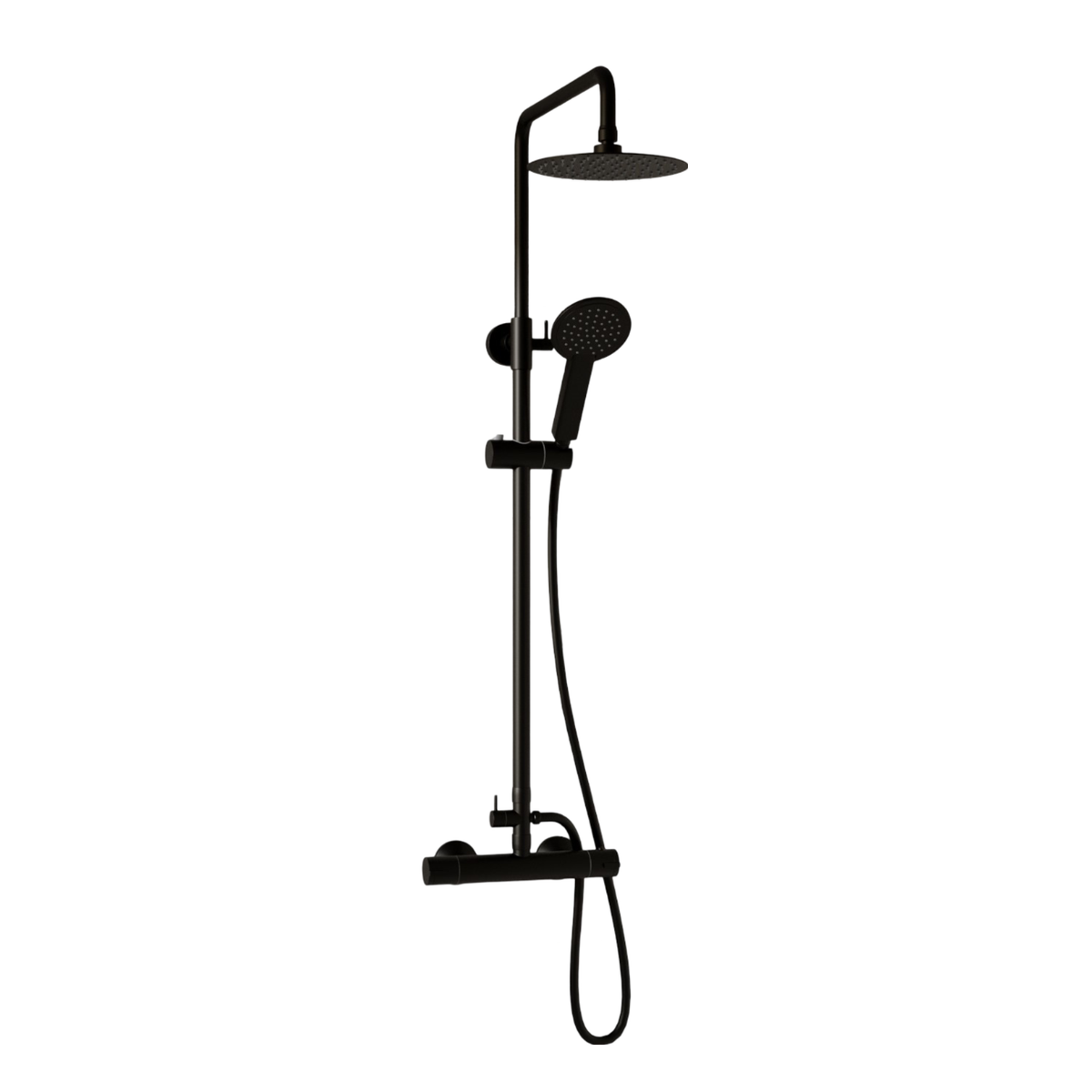 Black 2 Outlet Thermostatic Bar Mixer Shower Set with Hand Shower - Arissa