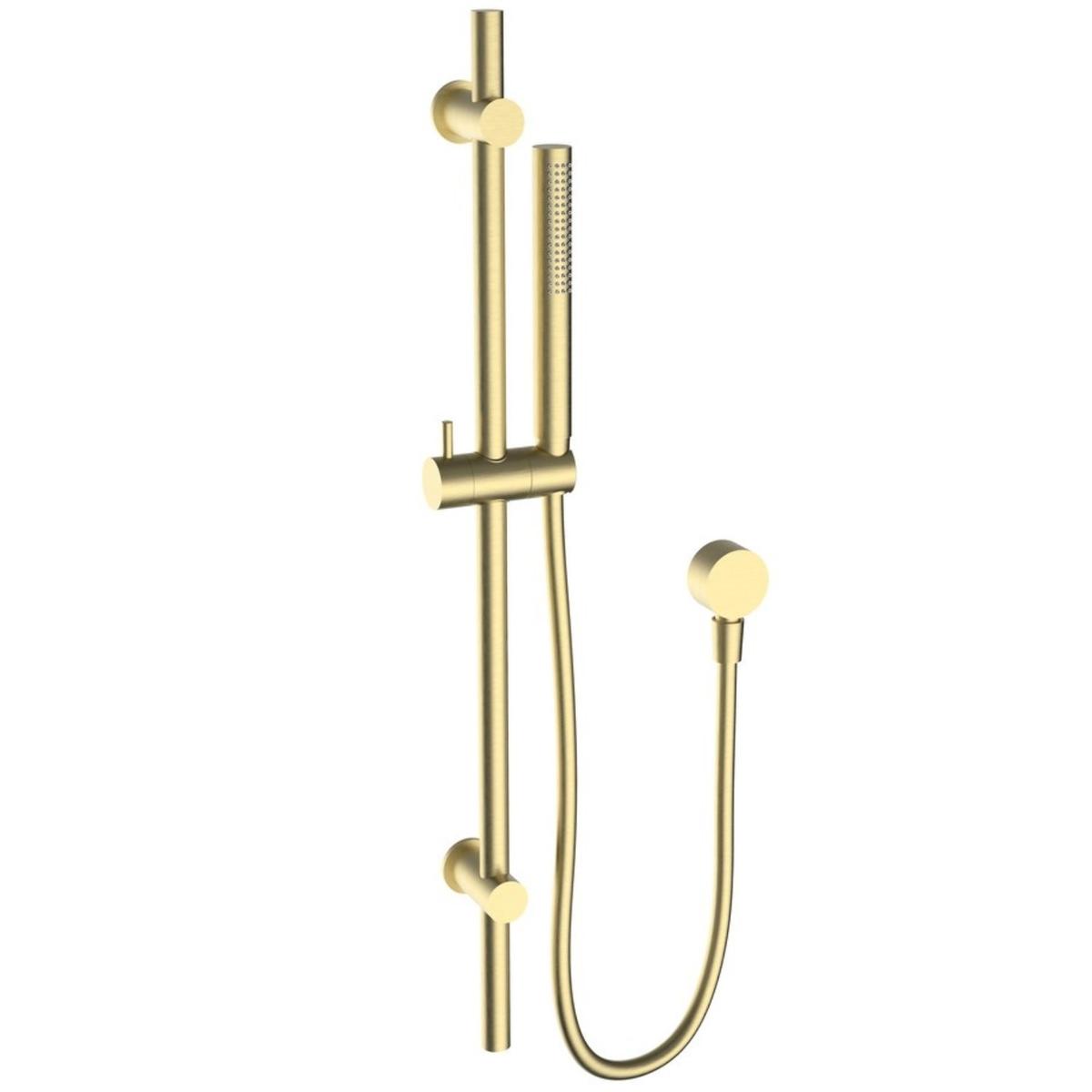 Brushed Brass Round Shower Head & Shower Riser Rail - Vance