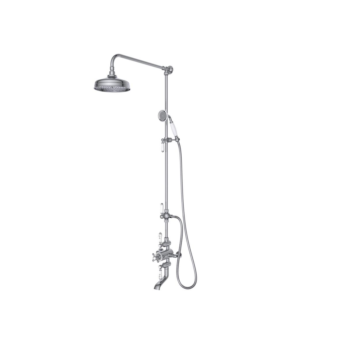 Chrome 3 Outlet Traditional Thermostatic Bar Mixer Shower Set with Bath Filler Spout & Hand Shower - Camden
