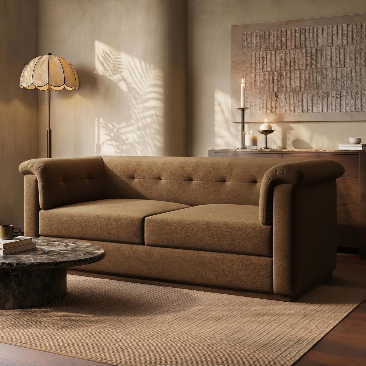 Brown Chenille 3 Seater Sofa - Caleb