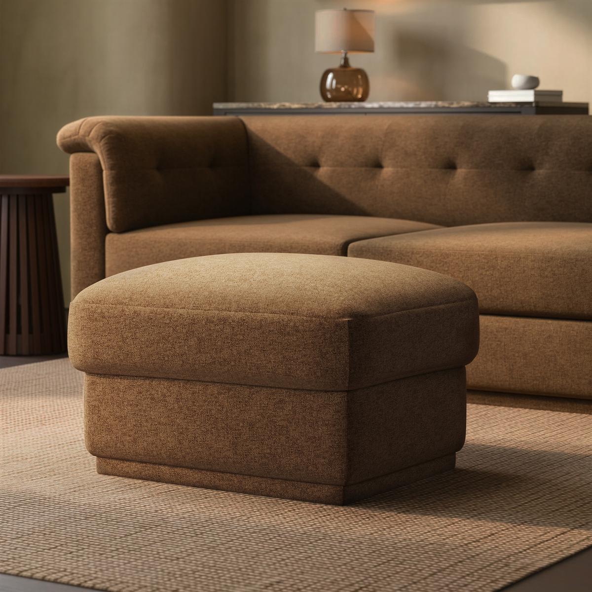 Brown Chenille Ottoman Storage Footstool - Caleb