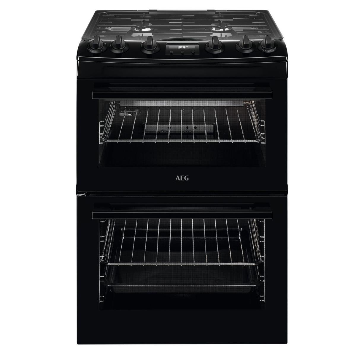 Refurbished AEG 60cm Double Cavity Gas Cooker - Black