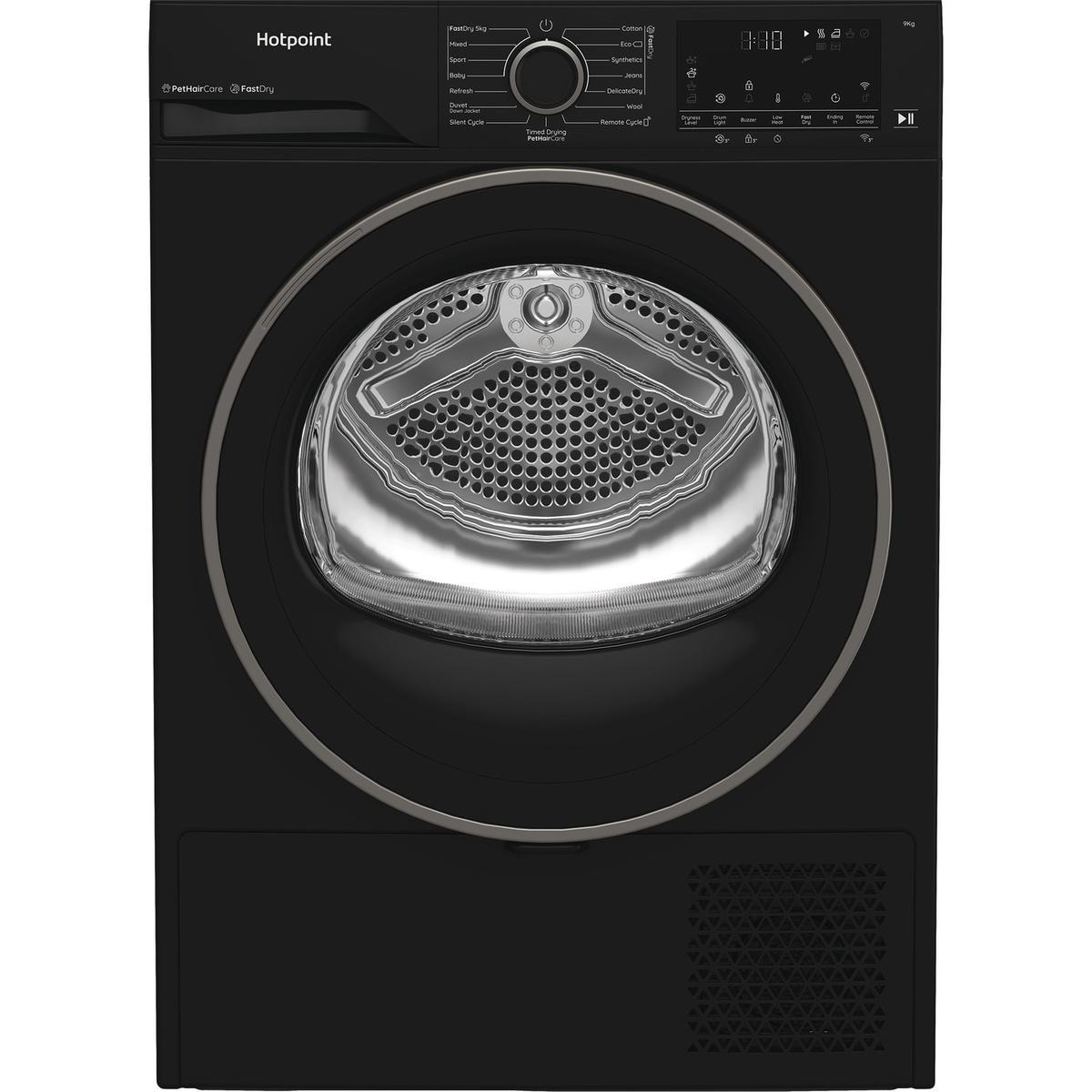 Hotpoint Fabric Care 9kg Heat Pump Dryer - Quiet, Wi-Fi Connected - Black
