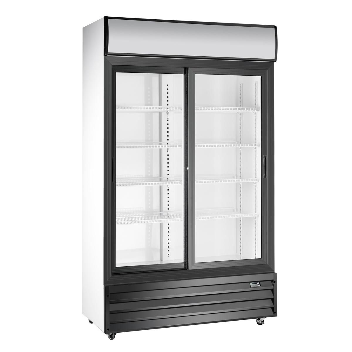 GRADE A2 - Culinox P688WE-B Premium Double Sliding Door Upright Display Fridge - 525 Ltr White