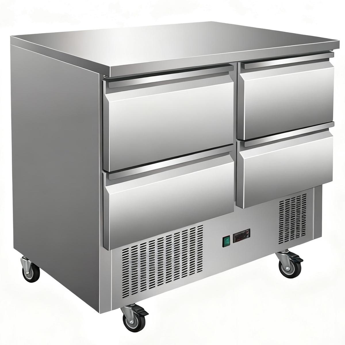 Culinox S901-4D 4 Drawer Prep Counter Fridge - 220 Ltr Stainless Steel Top