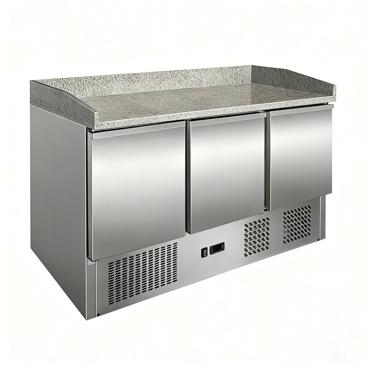 GRADE A3 - Culinox S903PZ 3 Door Pizza Prep Counter Fridge - 368 Ltr, Granite Worktop