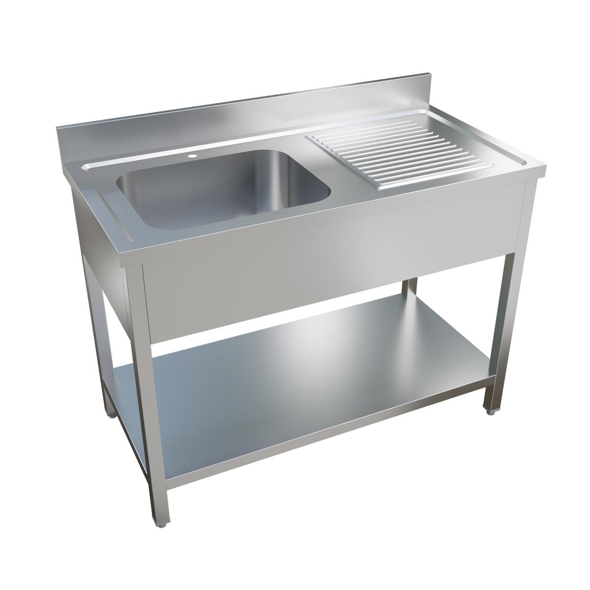 Culinox Pro Stainless Steel Single Bowl Sink - Right Hand Drainer 1200mm Wide 700mm Deep