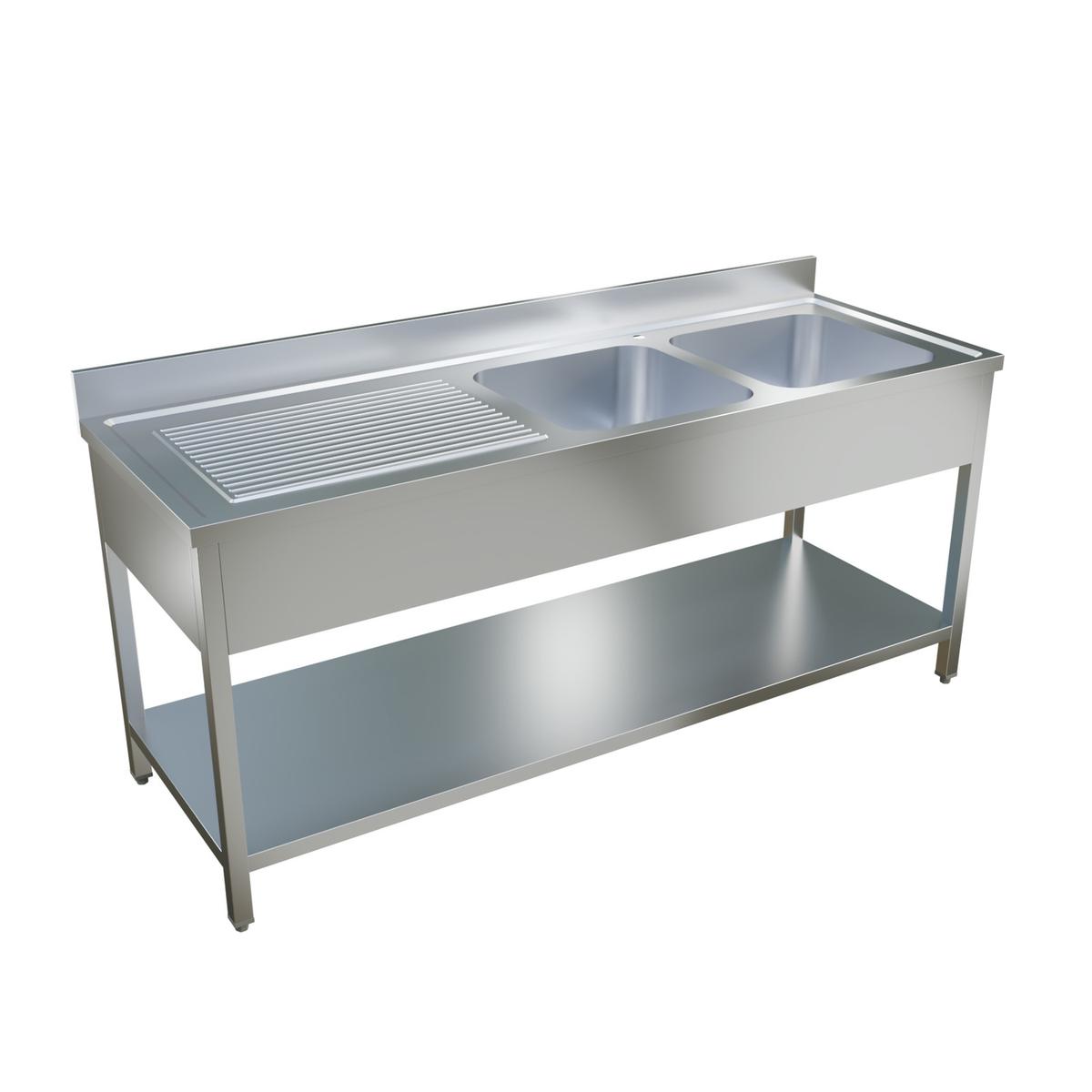 Culinox Pro Stainless Steel Double Bowl Sink - Left Hand Drainer, 2000mm Wide 700mm Deep