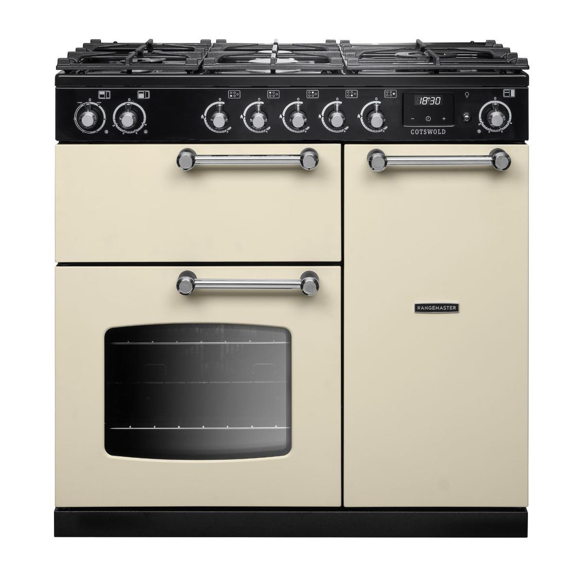 Rangemaster Cotswold 90cm Dual Fuel Range Cooker - Pale Cream