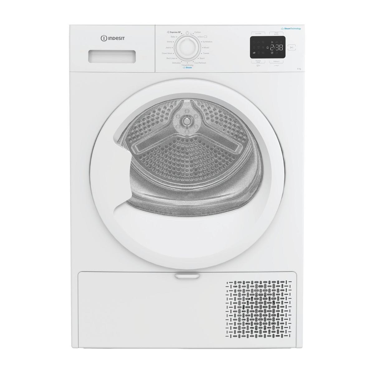 Indesit 8kg Heat Pump Tumble Dryer - Quiet Steam Technology - White