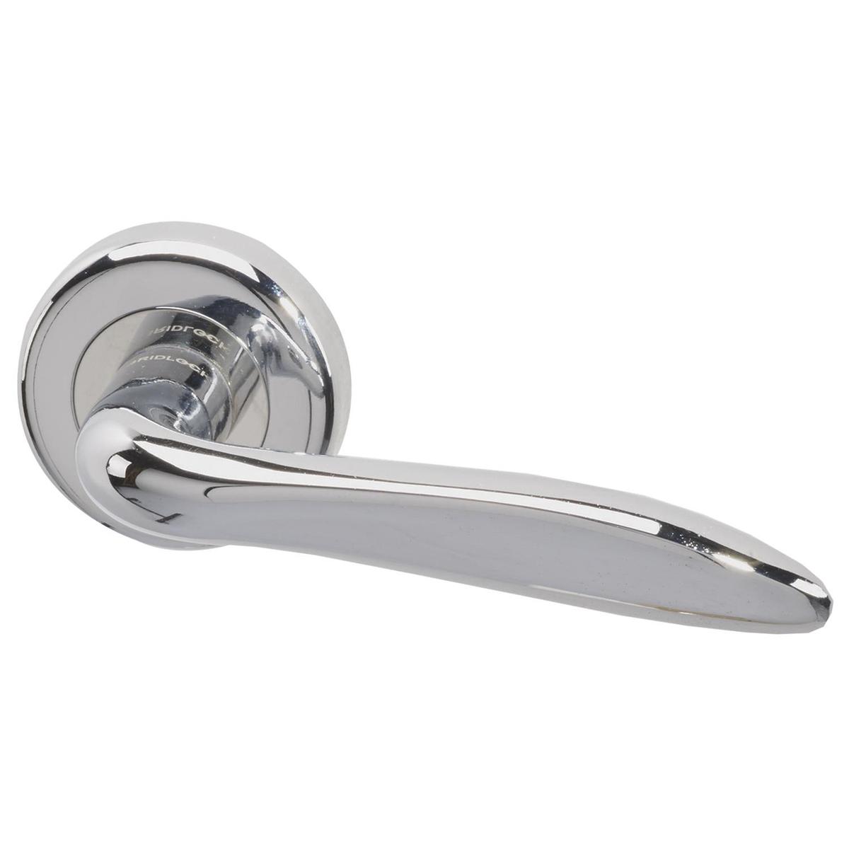 Internal Silver Polished Chrome Lever Fire Door Handle with Latch and Hinges Pack - 75mm Latch - Danube - XL Joinery