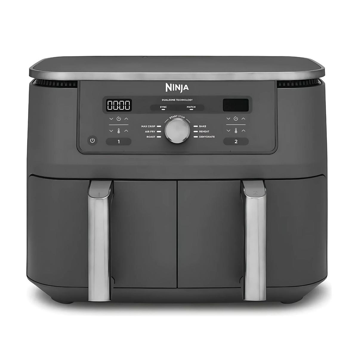 Ninja DZ400UK Dual Zone 6-in-1 9.5L Air Fryer  2 Twin Baskets  Healthy Crispy Cooking  Grey