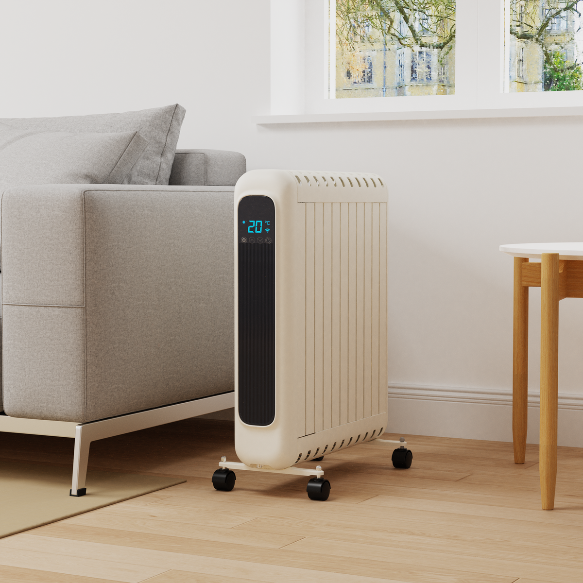 2400W Smart WiFi Portable Panel Heater with Thermostat Timer & Remote - White