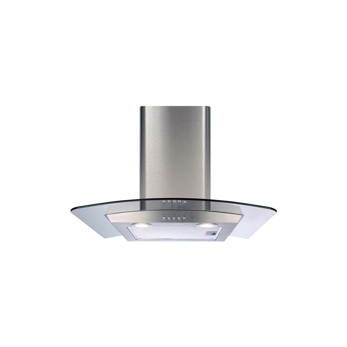 Refurbished CDA ECP62SS 60cm Curved Glass Chimney Cooker Hood Stainless Steel