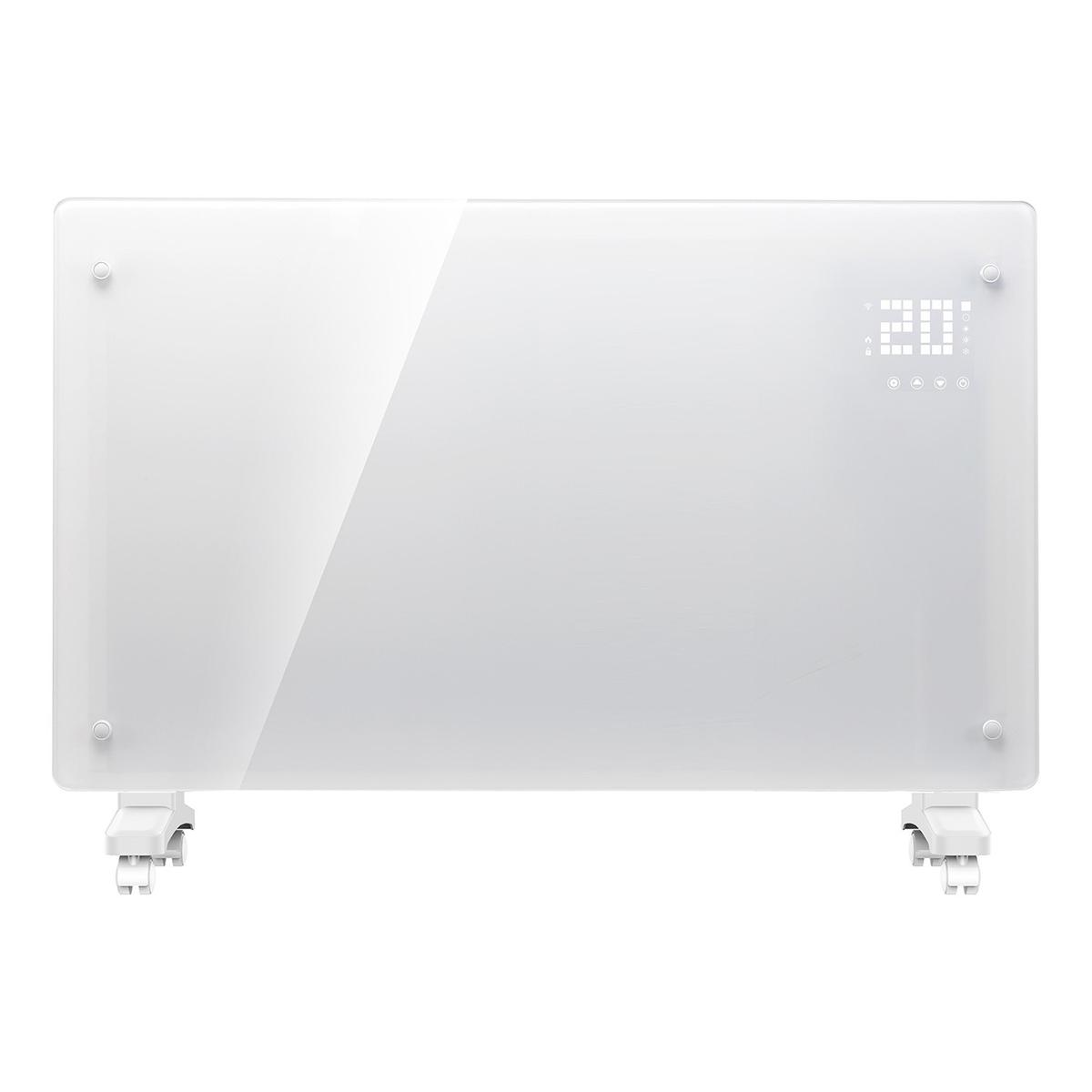 Refurbished electriQ 2500W Smart Designer Glass Panel Convection Heater - Wall Mountable & Bathroom Safe - White