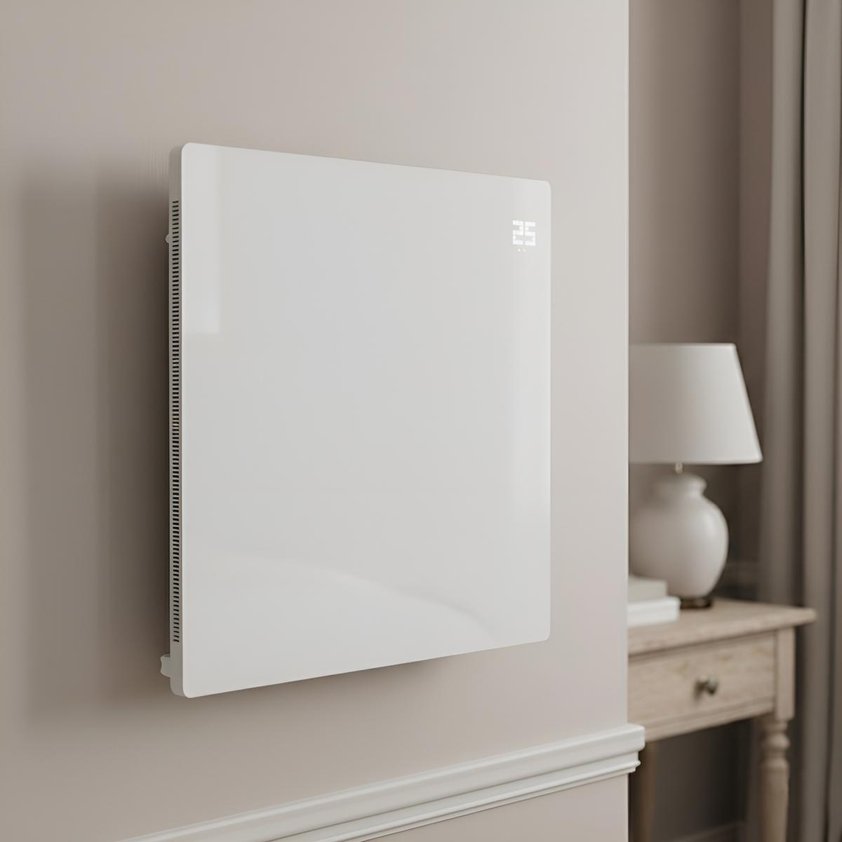 350W Smart Infrared Bathroom / Panel Heater - IP44 Wall Mountable or Free Standing 600x600mm  - White