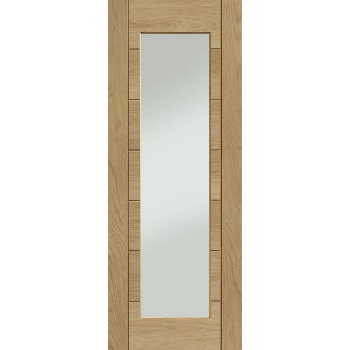 Internal Oak Fully-Glazed Door with Clear Glass - Unfinished - 1981 x 610 x 35mm - Palermo Essential - XL Joinery