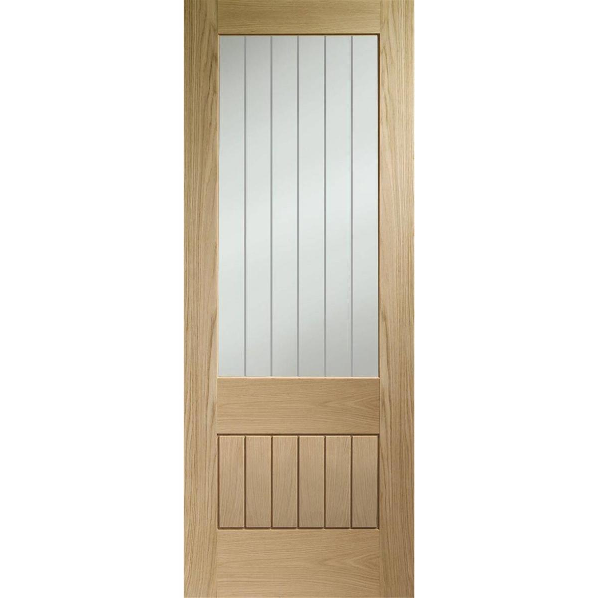 Internal Oak Half-Glazed Cottage Door with Clear Etched Glass - Unfinished - 1981 x 686 x 35mm - Suffolk Essential - XL Joinery