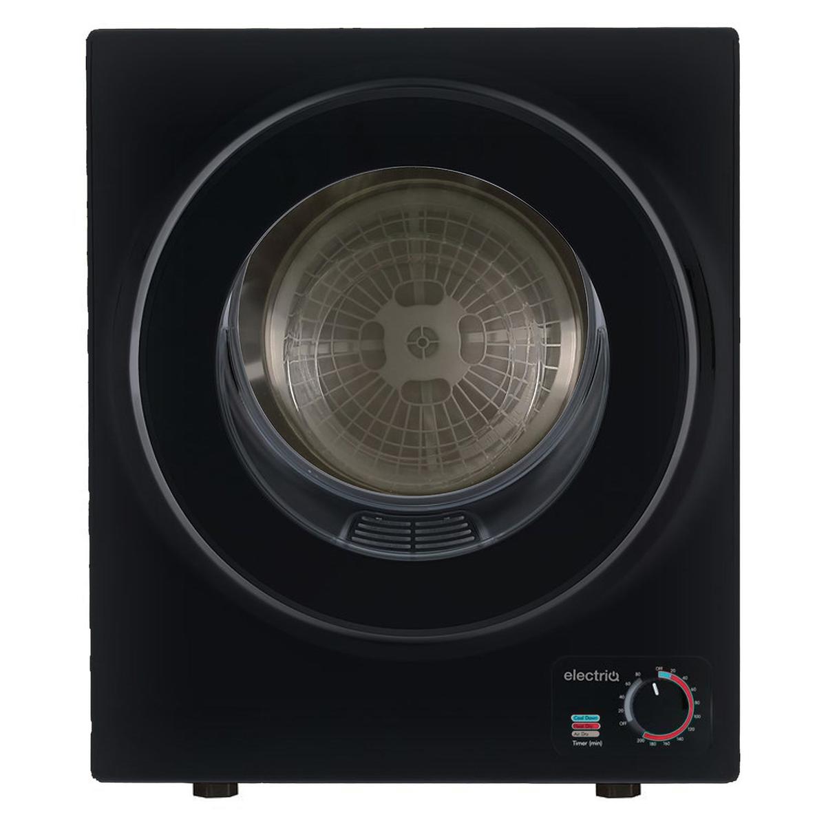 electriQ 2.5kg Mini Compact Vented Tumble Dryer - Quiet - Black
