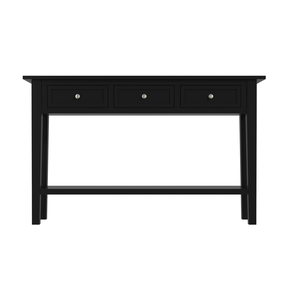 Large Narrow Console Table in Black Wood with Drawers - Elms