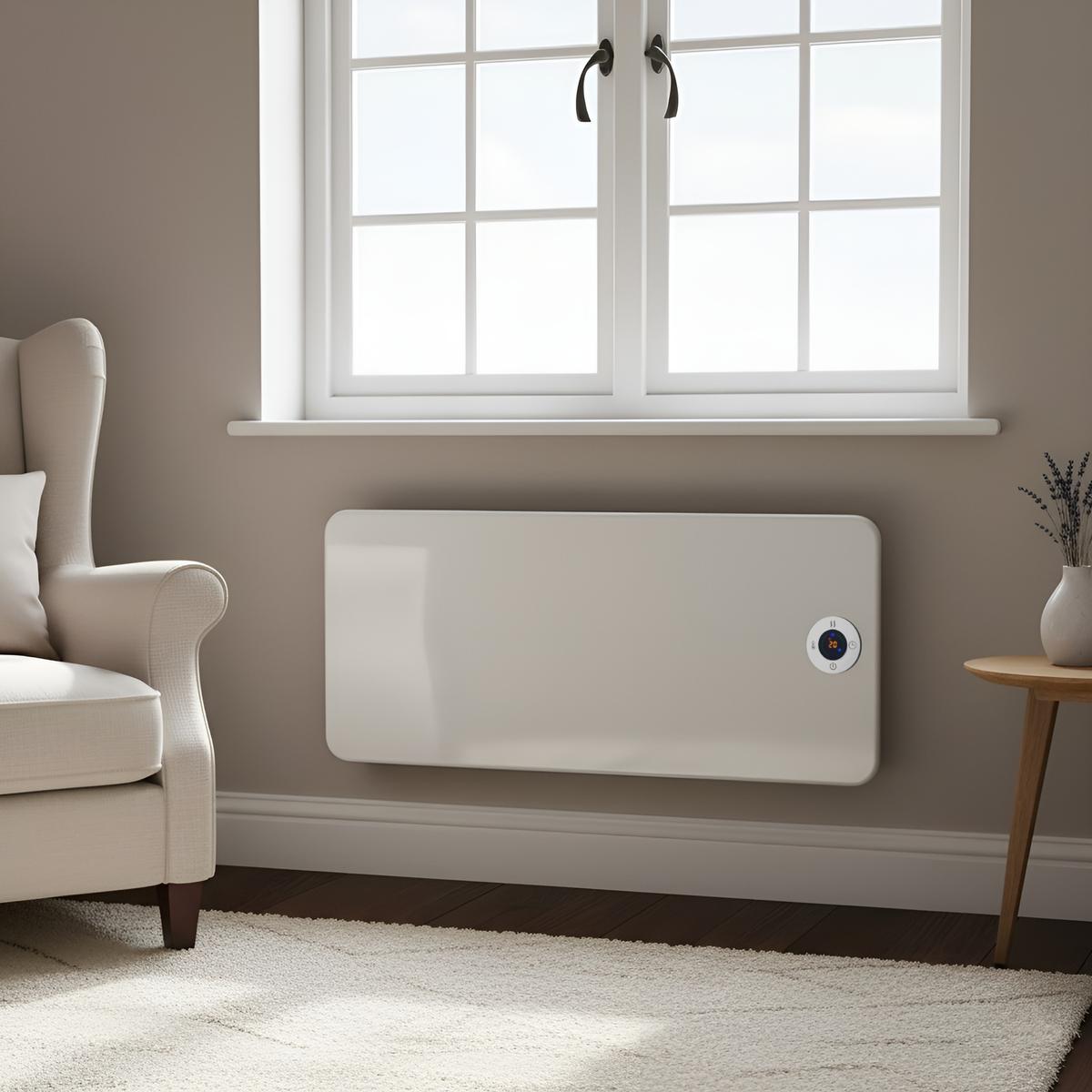 electriQ 2000W Smart Wall Mountable Panel Heater with Thermostat and Weekly Timer - Bathroom Safe