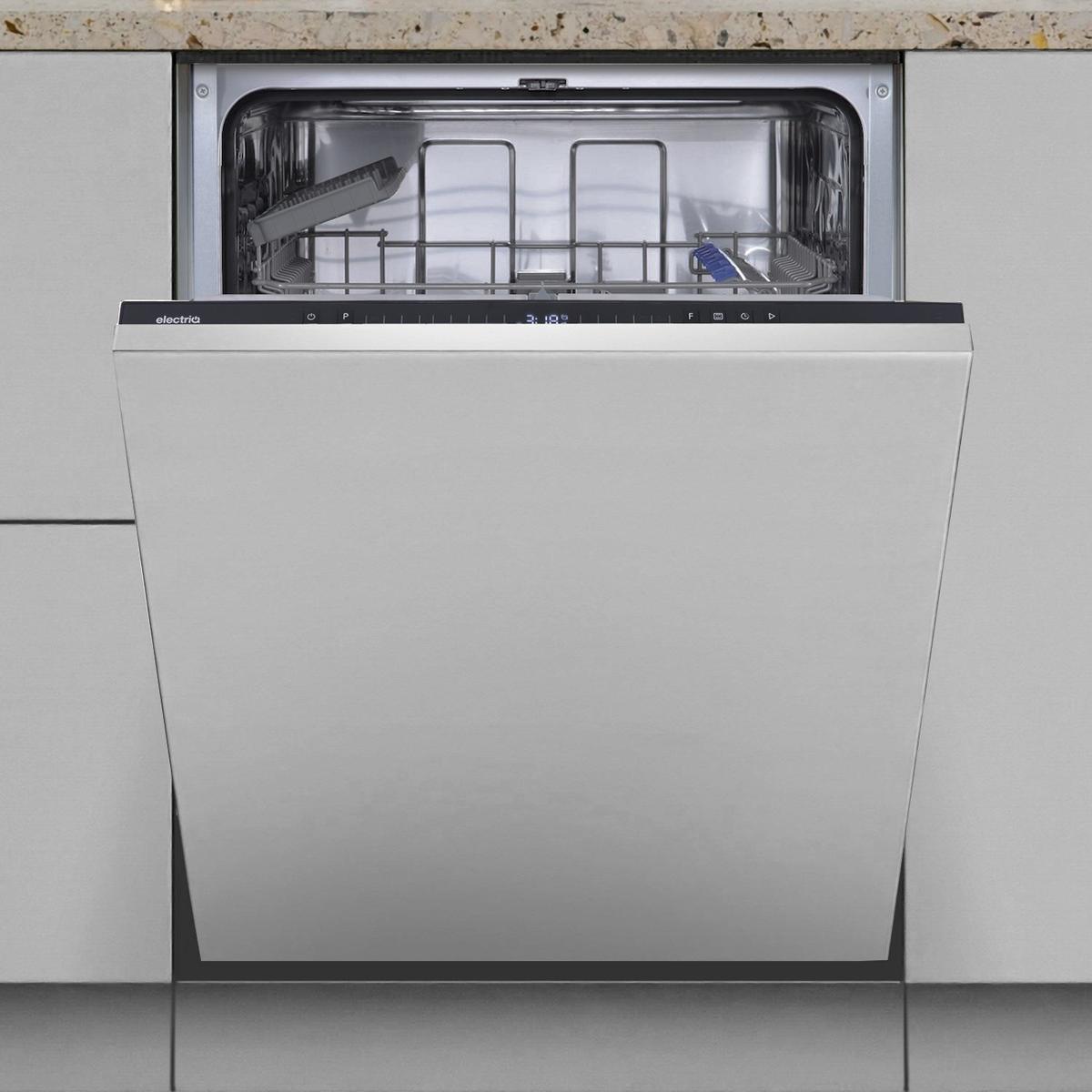 GRADE A2 - electriQ Series 2 Integrated Dishwasher - D-Rated Black control panel