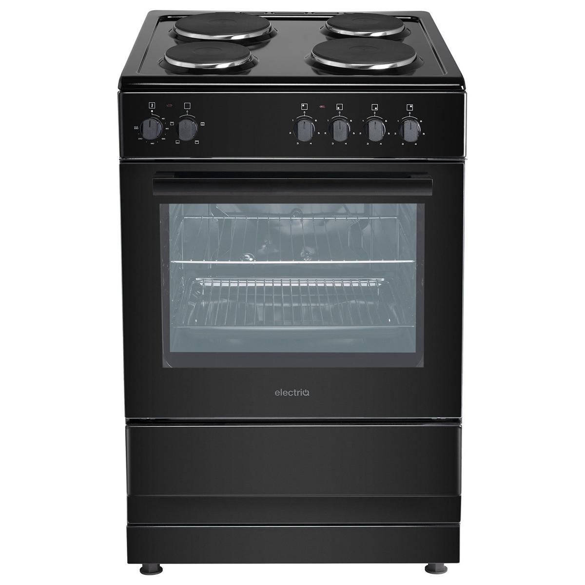 electriQ 60cm Electric Cooker with Sealed Plate Hob - Black