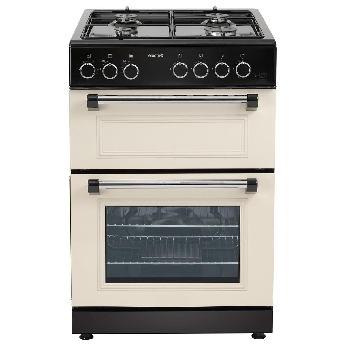 electriQ 60cm Twin Cavity Gas Cooker - Cream