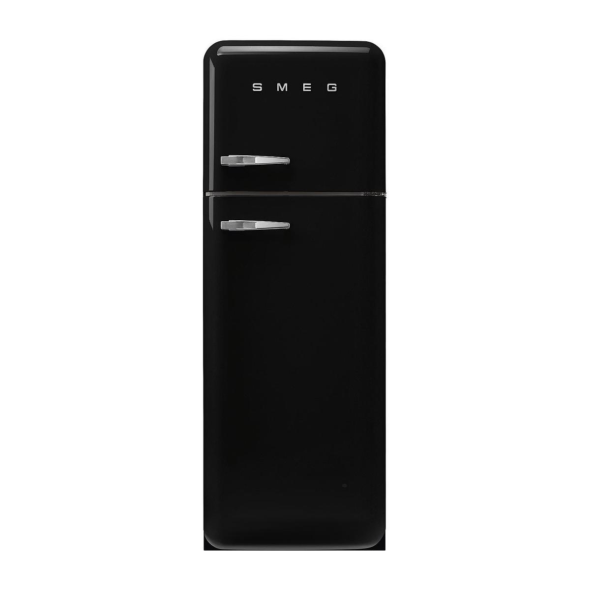 Refurbished Fifties Style Right Hand Hinge Top Mount Fridge Freezer - Black