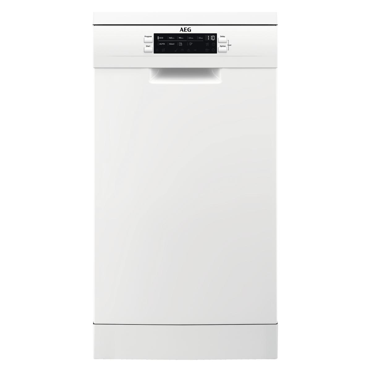 Refurbished AEG 9 Place Settings Freestanding Dishwasher, satelite clean, airdry, glass care, extra hygiene, White E rated